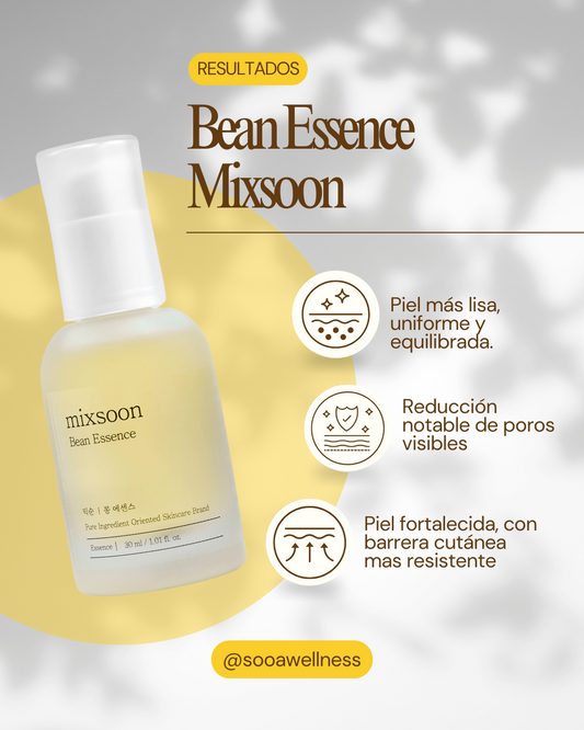 Hidratante profundo Mixsoon Bean Essence con efecto piel de porcelana
