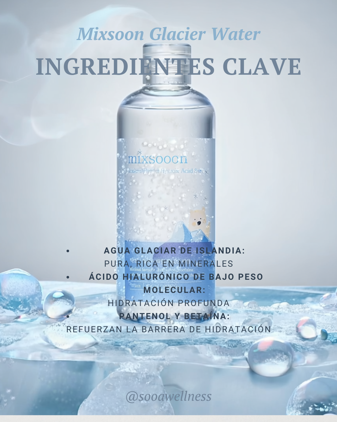 Mixsoon Glacier Water Hyaluronic Acid Serum para piel seca o deshidratada