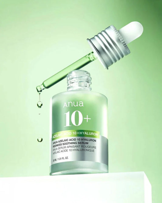 Suero facial con ácido azelaico al 10% que ayuda a tratar el acné, reducir manchas y calmar rojeces sin irritar la piel.